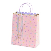 Sac cadeau 32 x 23 x 13 cm étoiles roses - 1 unité