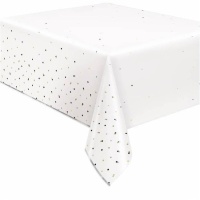 Nappe métallique à pois or et argent 1,37 x 2,13 m