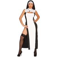 Costume de nonne sexy noir et blanc pour femmes