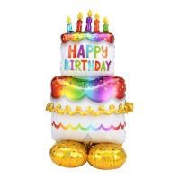 Ballon géant avec base de gâteau Happy Birthday 68 x 134 cm - Anagramme