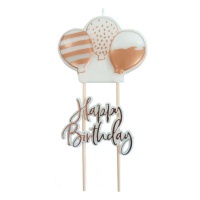 Bougie Happy Birthday avec ballons - 1 pc.