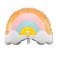 Ballon silhouette arc-en-ciel avec nuages 60 x 50 cm - Partydeco