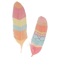 Plumes décoratives avec imprimés ethniques - 6 pcs.