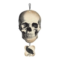 Pendentif décoratif tête de mort et corbeau 44 x 21 cm