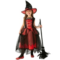 Costume de sorcière élégante rouge pour enfants