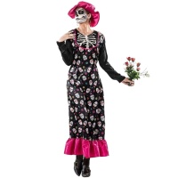 Catrina Skeleton Costume avec chapeau pour femmes