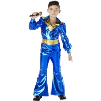 Costume de style disco bleu métallisé pour garçons