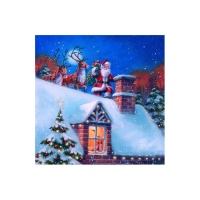 Père Noël entrant dans la cheminée 16,5 x 16,5 cm - 20 pcs.