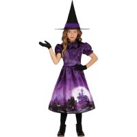 Costume de sorcière de château enchanté violet pour filles
