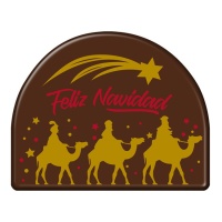 Panneau chocolat noir Joyeux Noël avec les Rois Mages - Dekora - 42 unités