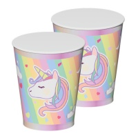 Coupes à gâteau arc-en-ciel Licorne 270 ml - 8 pcs.