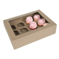 Boîte à cupcakes en kraft pour 12 cupcakes 34 x 25,5 x 9 cm - Maison de Marie - 2 pcs.
