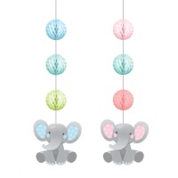 Pendentifs décoratifs éléphant bébé garçon - 3 pcs.