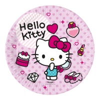 Assiettes Hello Kitty à pois 23 cm - 8 pcs.