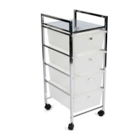 Chariot 31,5 x 36,5 x 90,5 cm avec 4 tiroirs blanc - DCasa