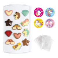 Kit licorne pour chocolats - Décorer - 40 unités