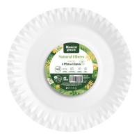 Assiettes rondes en carton biodégradable blanc de 28 cm avec bordure - 4 pcs.