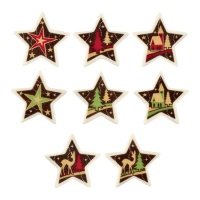 Figurines en sucre décorées d'étoiles de Noël 4,4 x 4,6 cm - Dekora - 48 unités