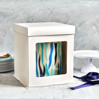 Boîte à gâteaux blanche avec fenêtre 26 x 26 x 29,4 cm - FunCakes