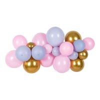 Guirlande de ballons rose, gris et or - 30 unités