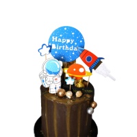 Bouchon de gâteau Happy Birthday Outer Space - 6 pcs.