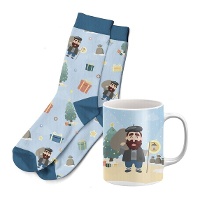 Kit de cadeau comprenant une tasse et des chaussettes d'Olentzero