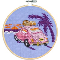 Kit de point de croix - Voiture rose - DMC