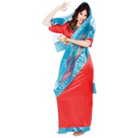 Costume hindou Bollywood pour femme avec voile rouge