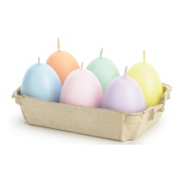 Bougies colorées en forme d'oeuf 7 cm - 6 unités