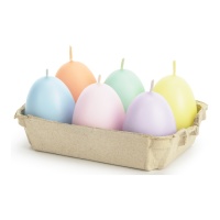 Bougie colorée en forme d'oeuf 7 cm - 6 unités