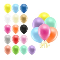 Ballons latex métalliques 23 cm Arc-en-ciel - PartyDeco - 10 unités