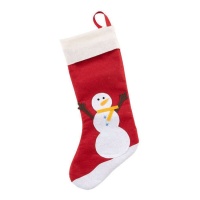 Chaussette rouge bonhomme de neige 42 cm