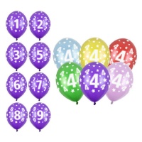 Ballons d'anniversaire en latex avec chiffres 30 cm - PartyDeco - 50 pcs.