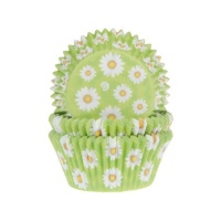 Capsules à cupcake vertes avec marguerites - Maison de Marie - 50 pcs.