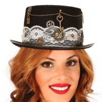 Chapeau steampunk en feutre noir