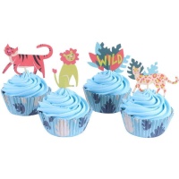 Capsules à cupcake avec picots d'animaux de safari - 24 pcs.