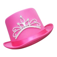 Chapeau haut-de-forme rose avec couronne