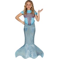 Costume de sirène avec queue bleue pour filles