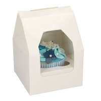 Boîte blanche pour 1 cupcake avec fenêtre 9 x 9 x 13 cm - FunCakes - 25 unités