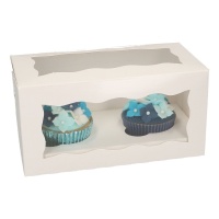 Boîte blanche pour 1 cupcake avec fenêtre 9 x 9 x 13 cm - FunCakes - 25 unités