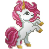 Aimant en forme de licorne rose peinte au diamant - Collection D art