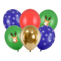 Ballons en latex Merry Christmas 30 cm - PartyDeco - 6 pcs.