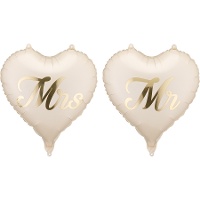 Ballons coeur Mrs et Mr 35 cm - lot de 2