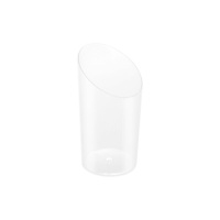 Bécher asymétrique réutilisable de 80 ml en plastique transparent conique - 25 pcs.