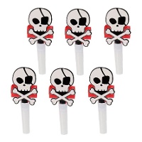 Sifflets sans-gêne à Tête de Pirate Squelette - 6 unités