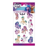 Tatouages temporaires Mon Petit Poney assortis - 12 pcs.