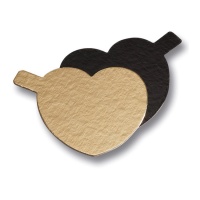 Fond de gâteau en forme de coeur doré et noir 8 x 8 cm - Dekora - 200 pcs.