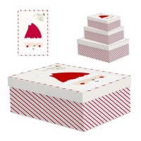 Boîtes à cadeaux Père Noël à rayures - 3 pcs.