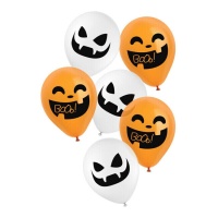 Ballons en latex citrouilles et fantômes Boo - 6 pcs.