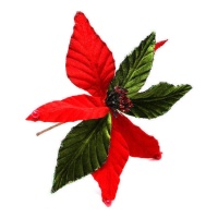 Branche décorative Ponsentia rouge et verte 28 cm